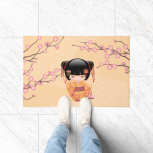 Tapete Ume Kokeshi Doll - Rapariga Peach Geisha Japonesa