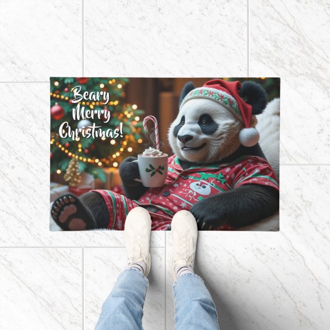Tapete Urso de Panda de Natal personalizado (Interior)
