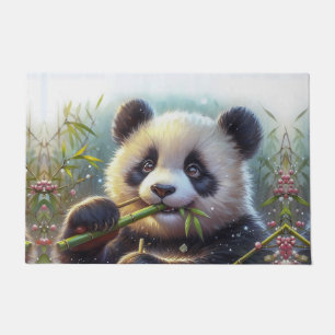 Tapete Urso Panda Adorável Comendo Bambu