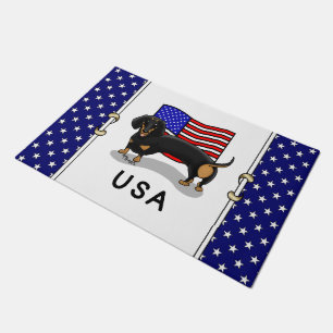 Tapete USA American Flag Dachshund - (preto & tan)