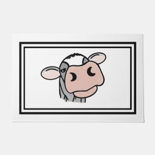 Tapete vaca de desenho animado preto branco rosa beijo ci