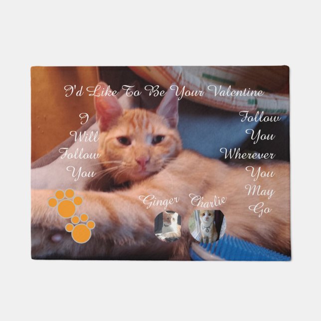 Tapete Valentine's Cat Pawprint Humor Cat Photo (Frente)