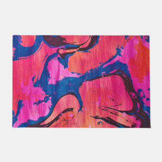 Tapete Valiant 1 Vermelho Azul Estilo Ebru Abstrat