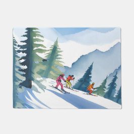 Tapete Vamos Esquiar | Pintura em Aquarela de Inverno