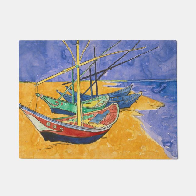 Tapete Van Gogh Boats Impressionism Beach (Frente)