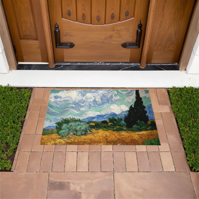 Tapete Van Gogh - Wheatfield com Cypress Tree (Ar livre)