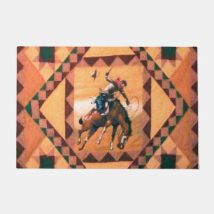 Tapete Vaqueiro ocidental do cavaleiro do Bronc 24" x 36"