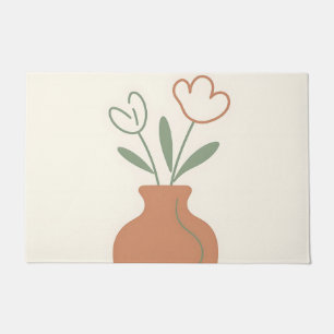 Tapete Vaso de Tulipas em Arte Linear Minimalista
