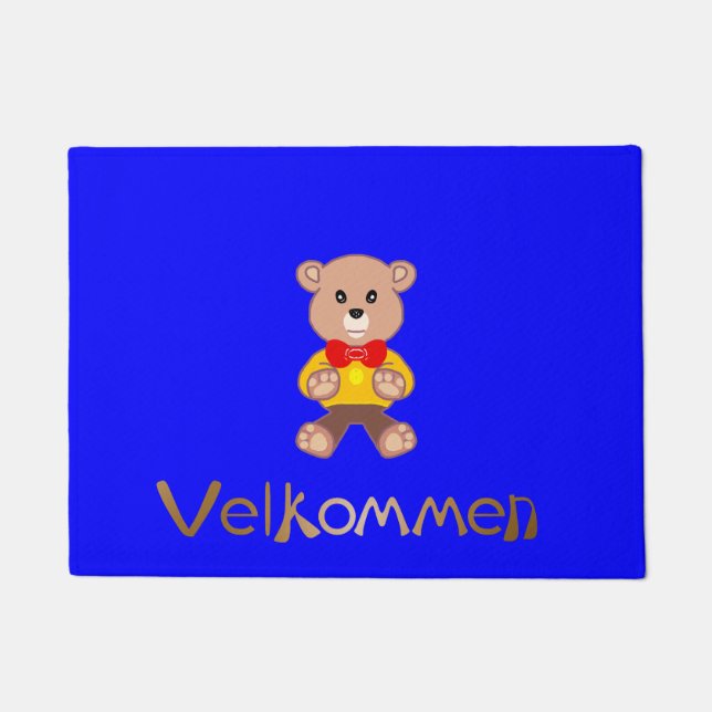Tapete Velkommen Bear Blue Doormat (Frente)