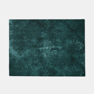 Tapete Velvety Teal Damask Verde escuro Barroco