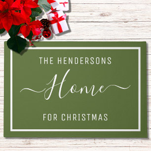 Tapete Verde da Família de Natal Personalizada
