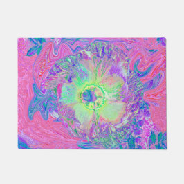 Tapete Verde limão Psychedelic Trippy e Hibiscus roxo
