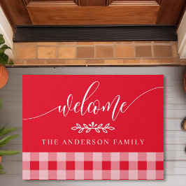 Tapete Verificação de Buffalo Vermelho e Branco Personali