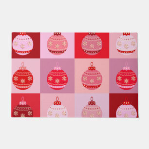 Tapete Verificação De Natal - Ornamentos Vermelhos E Rosa