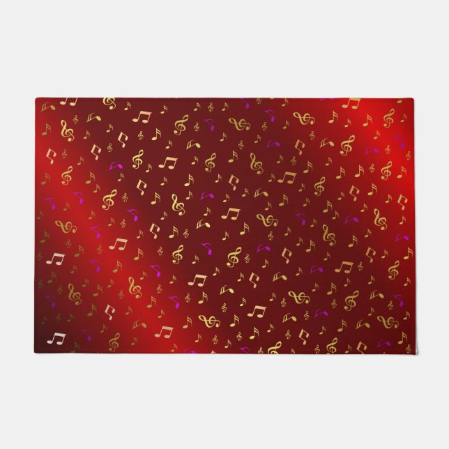 Tapete vermelho, nota, música, melodia, música, som, sina (Frente)