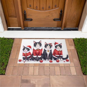 Tapete Vestido de Natal de Gato Smoking Chapéu de Papai N