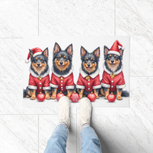 Tapete Vestido de Natal do Lapphund Finlandês com Chapéu