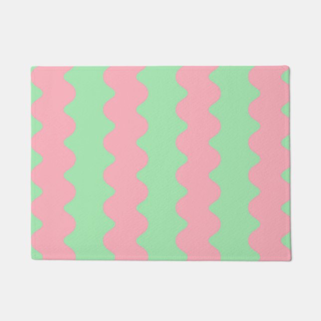 Tapete Via Moderna Minimalista Mínima Cinza Verde Rosa (Frente)
