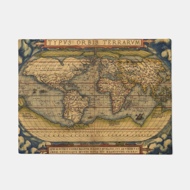 Tapete Viagem do Mapa Mundial Antiquado Ortelius Europa (Frente)