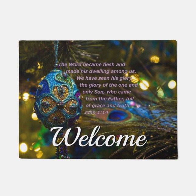 Tapete Victorian Blue Bible Verse Welcome Doormat (Frente)