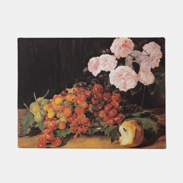 Tapete Vida Contínua com Rosas, Morangos e Pão (Frente)