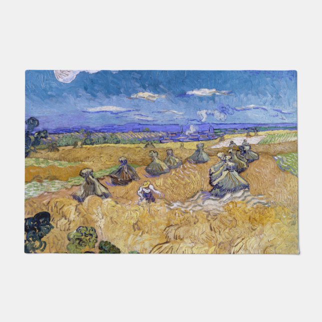 Tapete Vincent van Gogh - Wheat Stacks with Reapers (Frente)