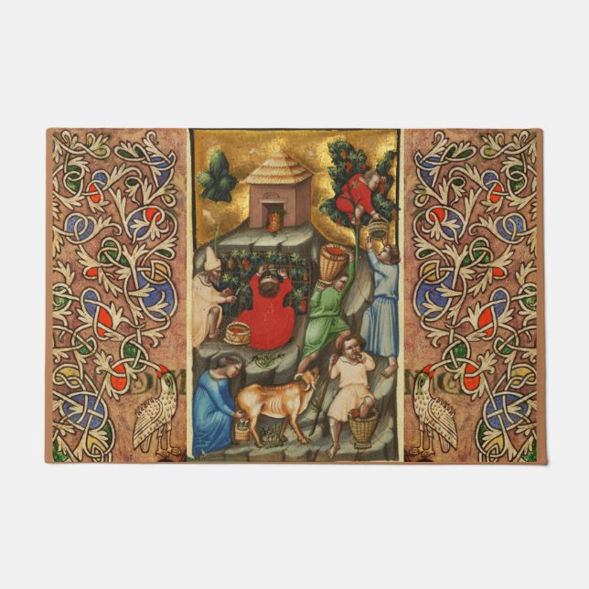 TAPETE VINHETA DE UVAS MEDIEVAL VÁLVULA COLHEITA VÁLIA (Frente)