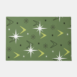 Tapete Vintage 1950s Boomerangs Stars Olive Green