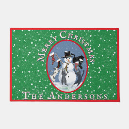 Tapete Vintage Cats e Snowman Green Christmas