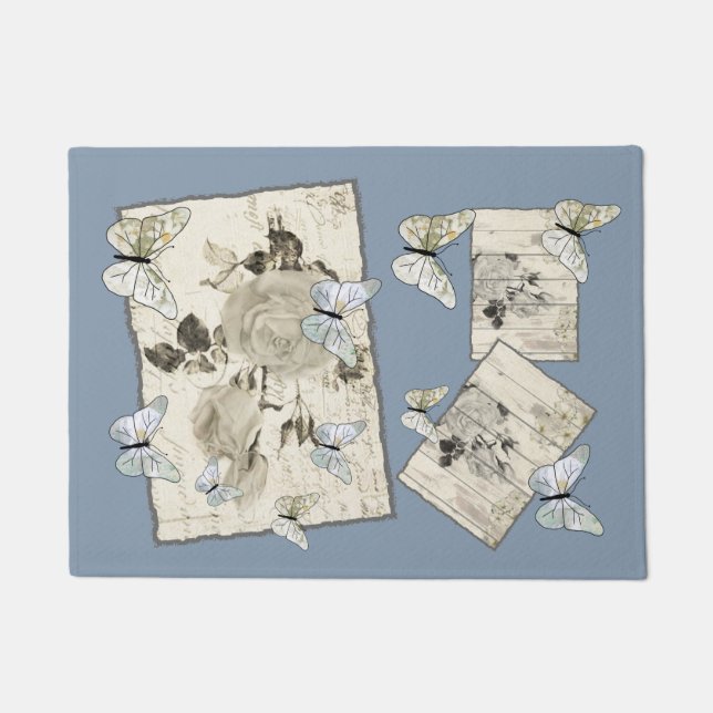 Tapete Vintage com borboletas (Frente)