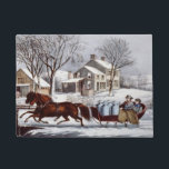 Tapete Vintage Currier & Ives Winter Sleigh Christmas<br><div class="desc">Vintage Currier & Ives Winter Sleigh Christmas Scene - Bem-vindos amigos,  família e convidados com esta bela porta de imagem Currier & Ives.</div>