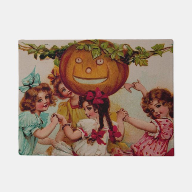 Tapete Vintage de Pumpkin do Partido das Halloween (Frente)