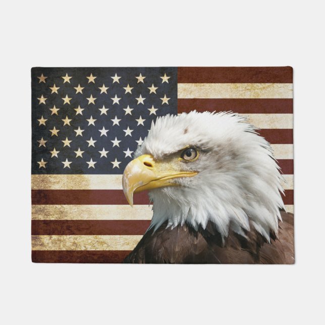 Tapete Vintage EUA Flag com American Eagle (Frente)