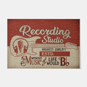 Tapete Vintage Guitarist Gravando Rug Studio