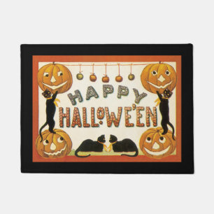 Tapete Vintage Halloween, Retro Cats com Pumpkins