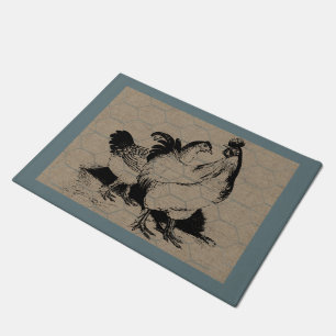 Tapete Vintage Hen e Rooster Country Fazenda e Pets