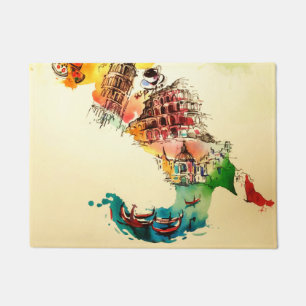 Tapete Vintage Itália Map City Viagem Love Watercolor