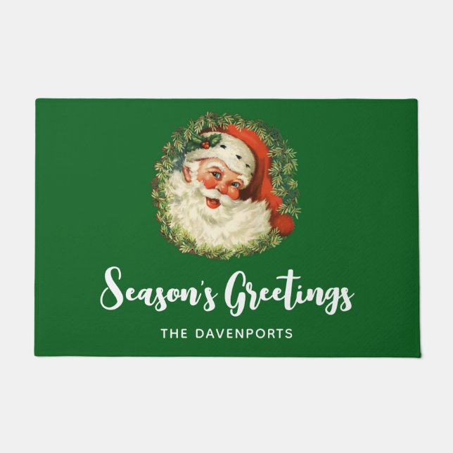 Tapete Vintage Papai Noel com Pine Wreath (Frente)