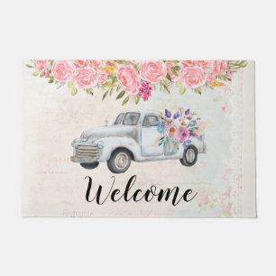 Tapete Vintage Pickup Truck Rustic Watercolor Bem-vindo