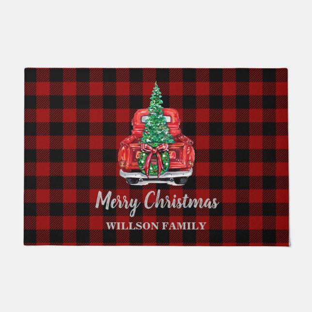 Tapete Vintage rustic retro tartan Red Christmas (Frente)