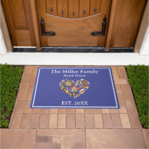 Vintage Seashell Family Beach House Doormat