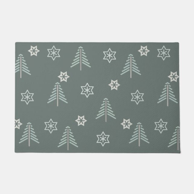 Tapete Vintage Winter Forest Pattern Dark (Frente)