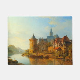 Tapete Vista de uma cidade neerlandesa ao longo do rio Re