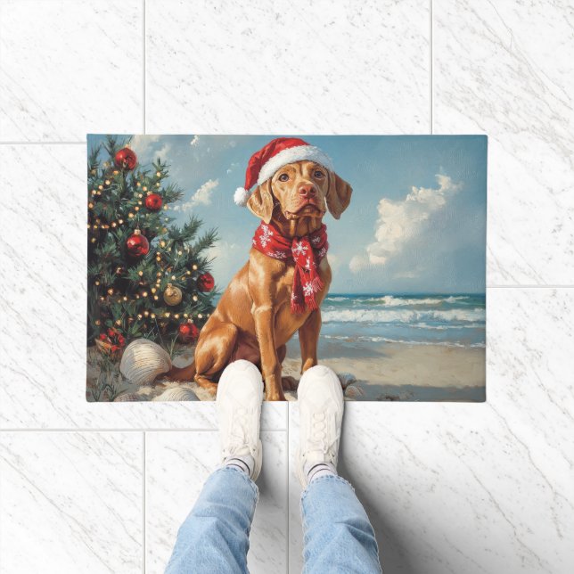 Tapete Vizsla Dog Christmas Vintage Beach (Interior)