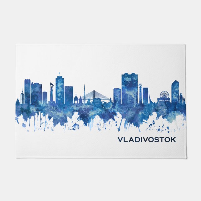 Tapete Vladivostok Rússia Skyline Azul (Frente)