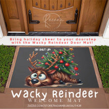 Wacky Reindeer Door Mat