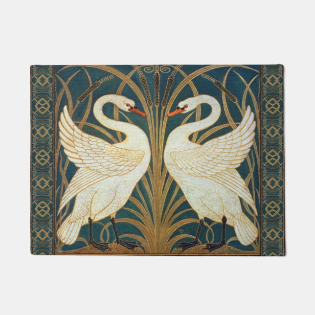 Tapete Walter Crane Swan, Rush E Iris Art Nouveau (Frente)