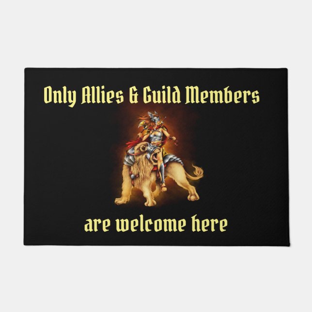 Tapete Warrior Lion Rider Fantasy Door Mat (Frente)