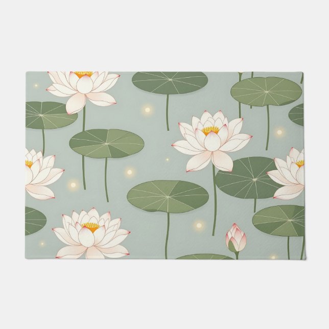 Tapete Water Lily Lotus Pond Pattern (Frente)
