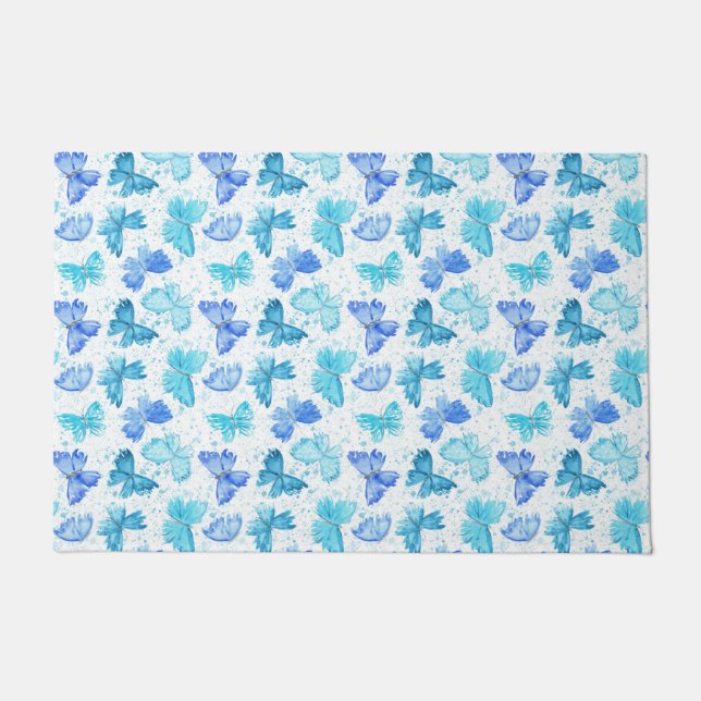 Tapete Watercolor Blue and Turquoise Butterflies 2. (Frente)